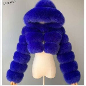 Blue Faux Fur Coat
